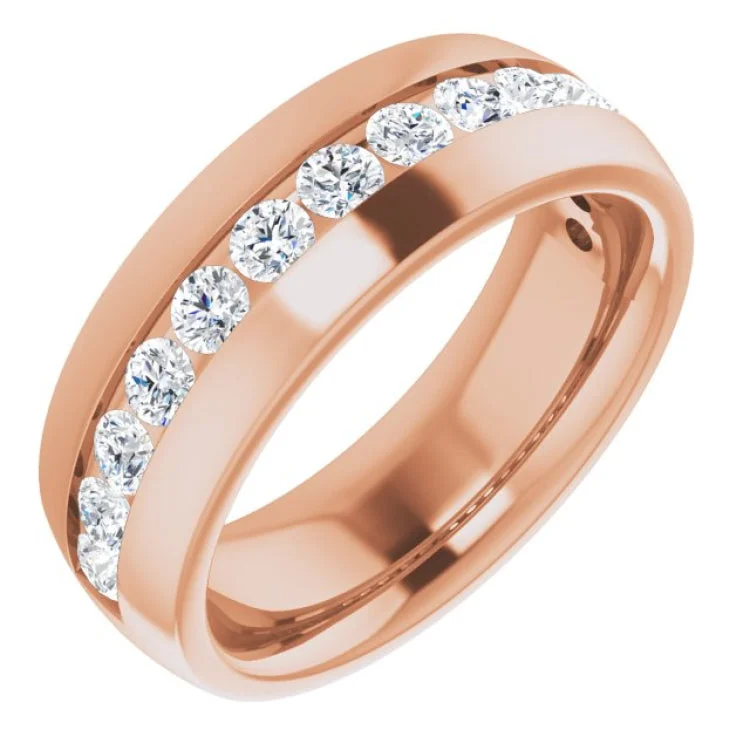 ladies ring matte silver-10K Rose 1 3/8 CTW Natural Diamond Band