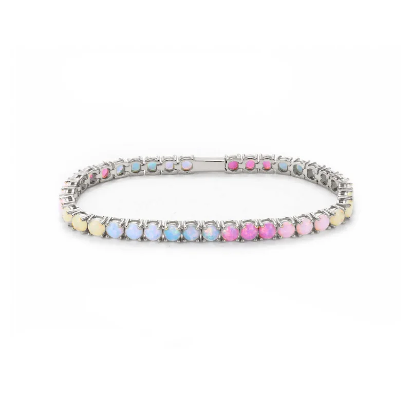 Ladies bracelets youthful charm designs-Sterling Silver Opal Ombre Riviera Bracelet