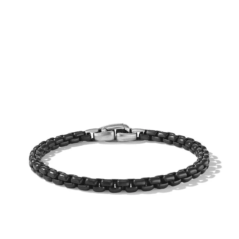 Ladies bracelets sharp edge styles-David Yurman Mens Darkened Silver Box Chain Bracelet