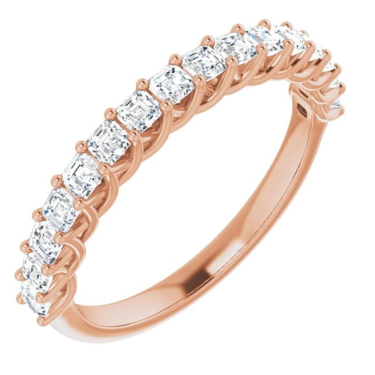 ladies ring affordable radiant cut-14K Rose 3/4 CTW Natural Diamond Anniversary Band