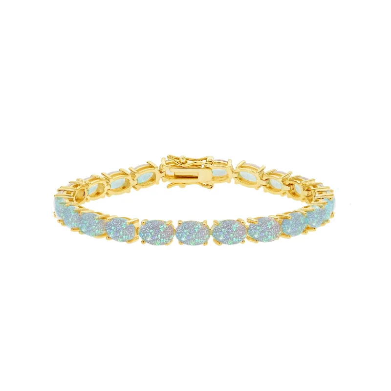 Ladies bracelets super wide designs-Eternal Blue Opal Tennis Bracelet