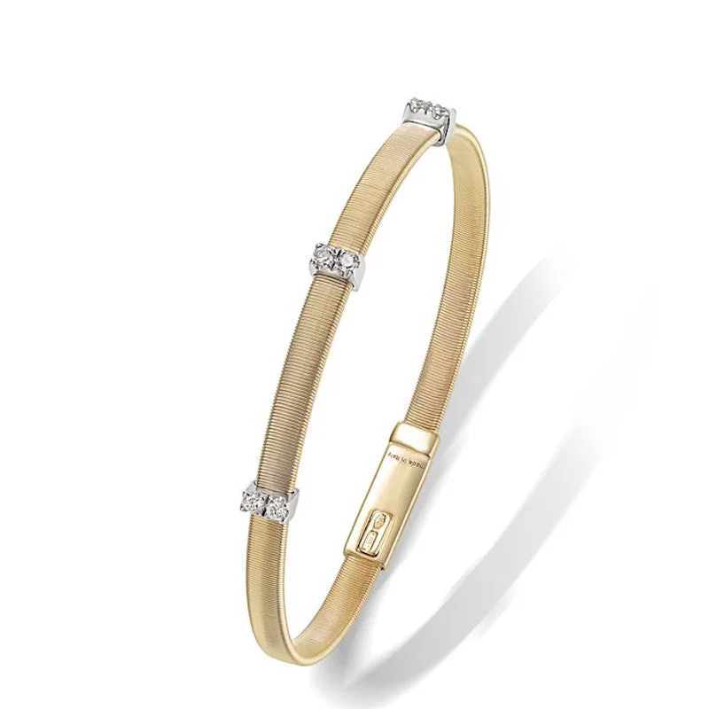 Ladies bracelets Japanese aesthetic designs-Marco Bicego Masai 3 Diamond Stations 18k Gold Bracelet