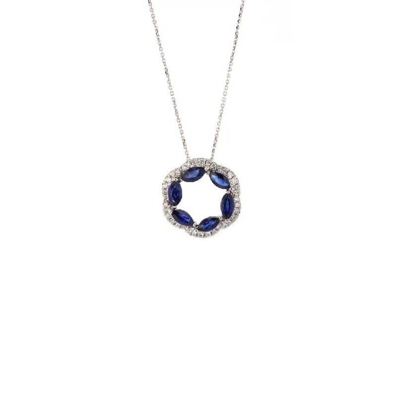 Ladies necklaces memory-inspired pieces-Blue Sapphire & Diamond Pendant Necklace | M10278613