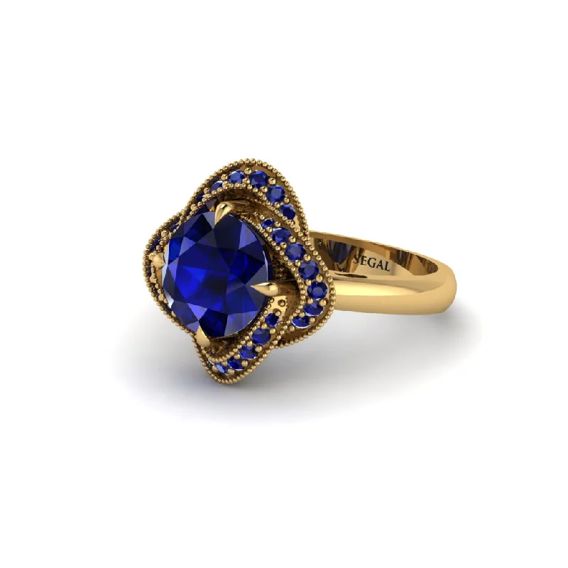 ladies engagement ring flower recycled-Sapphire Floral Infinity Engagement Ring - Brinley No. 73