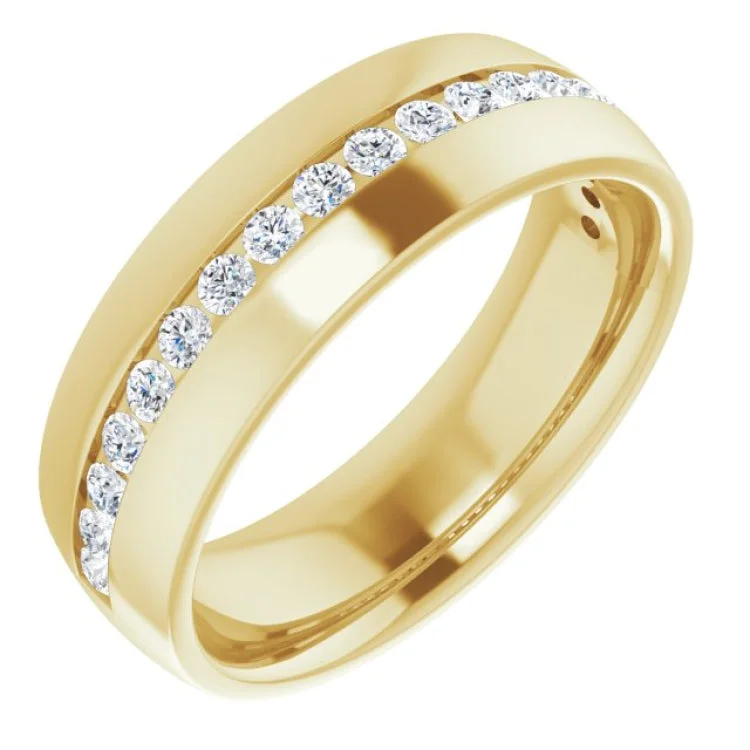 ladies ring chunky channel-14K Yellow 3/8 CTW Champagne Natural Diamond Band