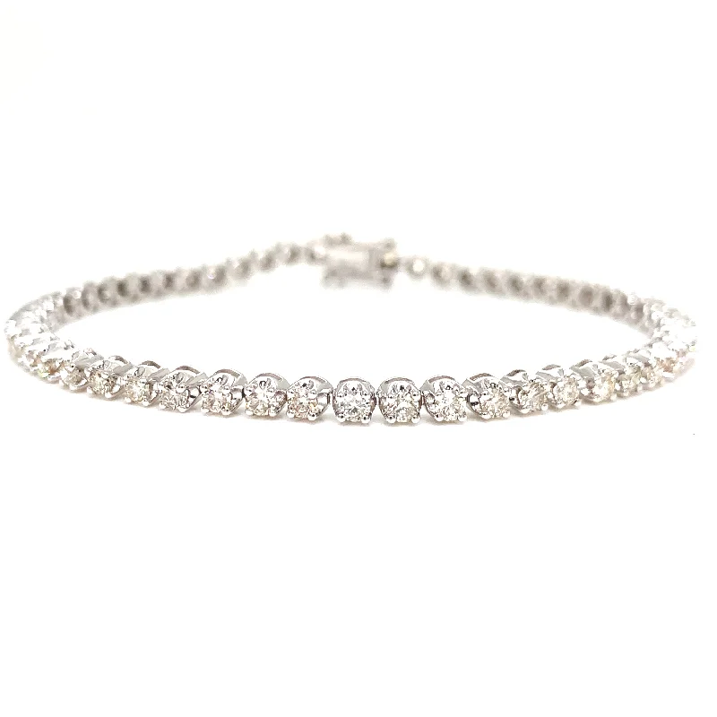 Ladies bracelets size selection guide-14K White Gold 3.00ct Diamond Tennis Bracelet