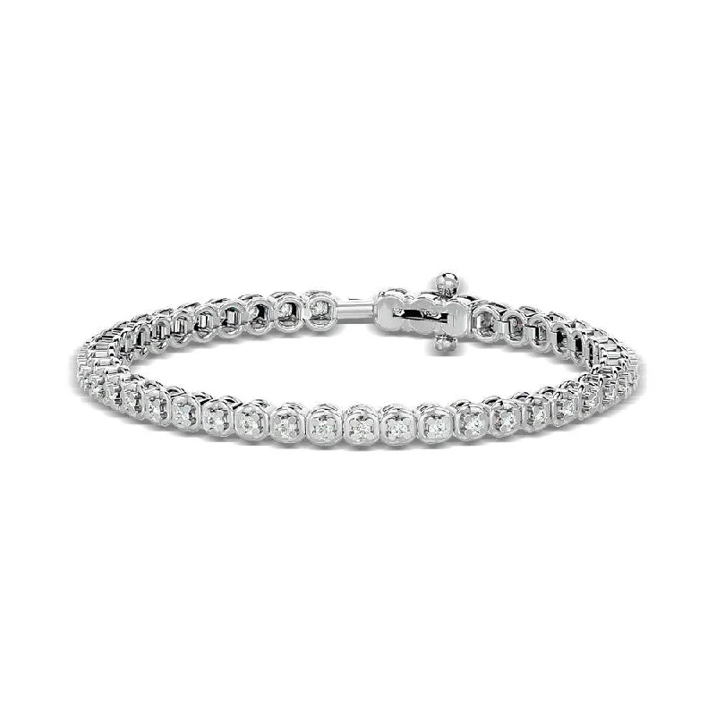 Ladies bracelets thin chain bracelets-Diamond Tennies  Bracelet 1/3 ct tw in 10K White Gold