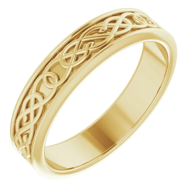 ladies ring winter holiday-5mm Wide Celtic Design Band - 14k Gold or Platinum