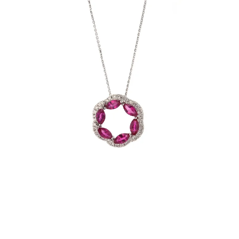 Ladies necklaces turquoise detail necklaces-18" Ruby & Diamond Pendant Necklace | M10278611