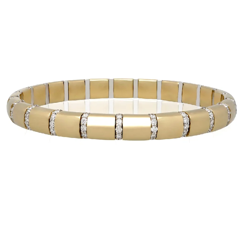 Ladies bracelets top jewelry brands-Roberto Demeglio Pura Oro Yellow Gold Bracelet with Eternity Diamond Bars