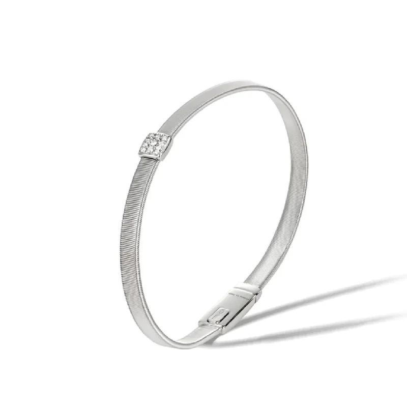 Ladies bracelets curved edge designs-Marco Bicego Masai Collection 18K White Gold and Diamond Single Station Bracelet