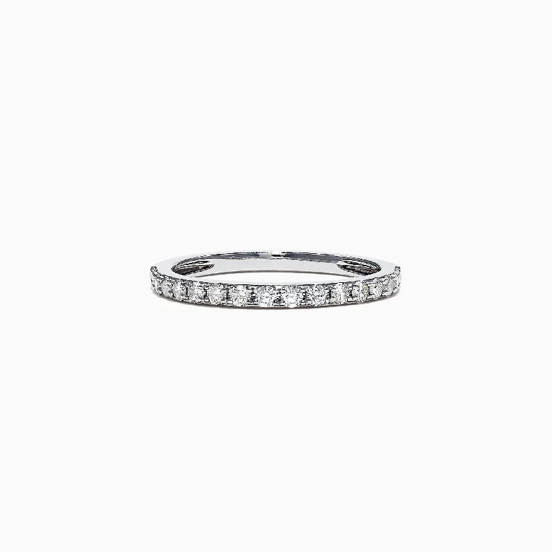 ladies ring smooth pearl-Pave Classica 14K White Gold Diamond Band, 0.34 TCW