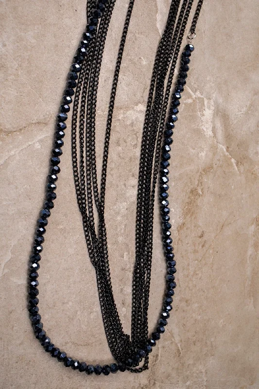 Ladies necklaces Thai intricate designs-Midnight Beaded Necklace