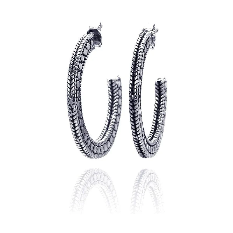 ladies earrings subtle layered-Clearance-Silver 925 Rhodium Plated Braided Stud Earrings - STE00413