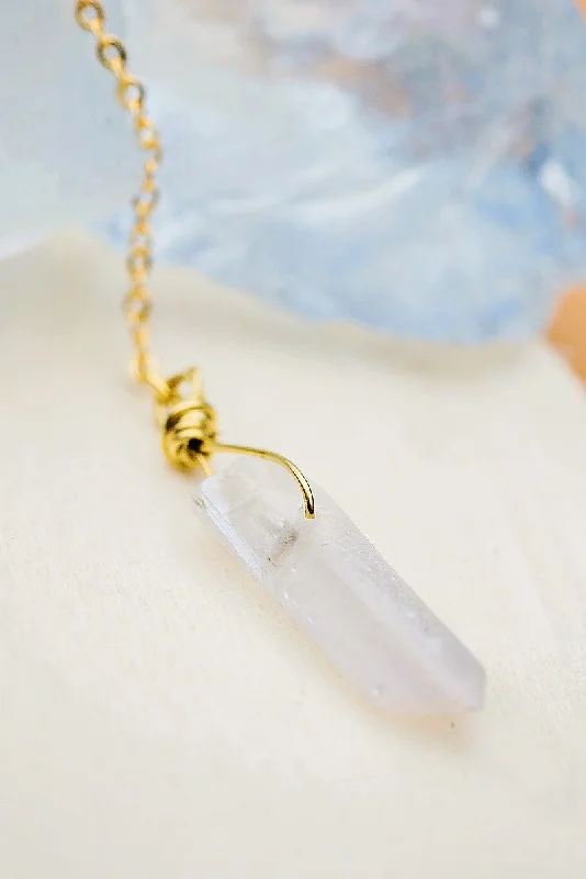 Ladies necklaces fade-proof necklaces-Long White Crystal Necklace