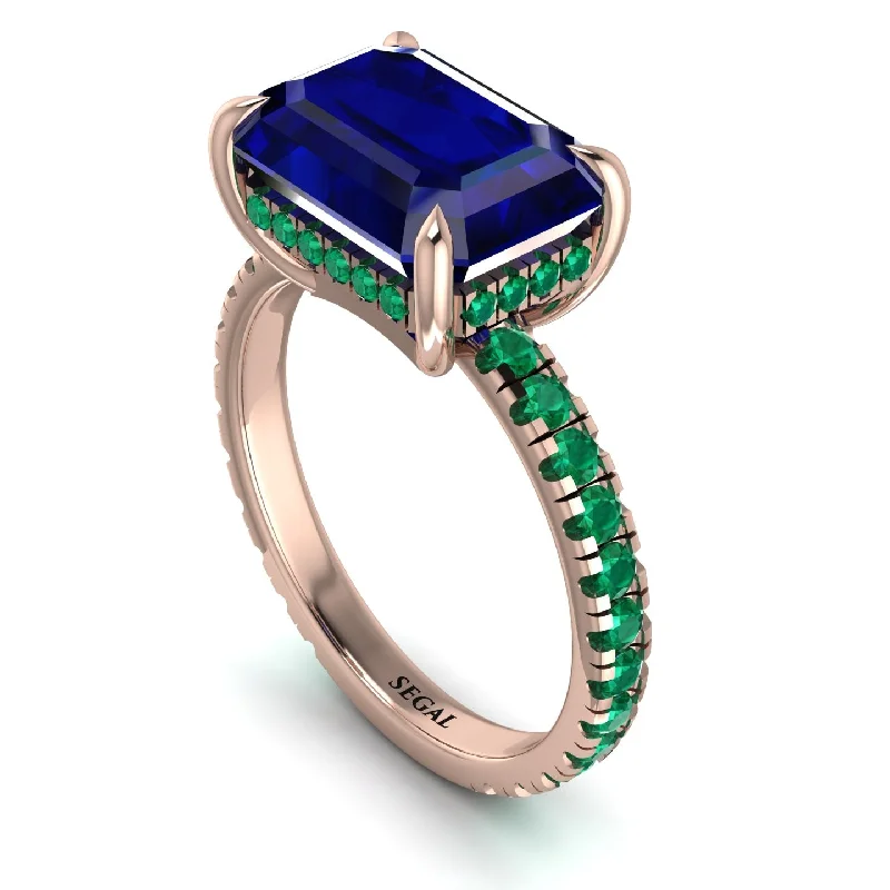 ladies engagement ring beach exclusive-Emerald-Cut Sapphire Pavé Engagement Ring - Daphne No. 29