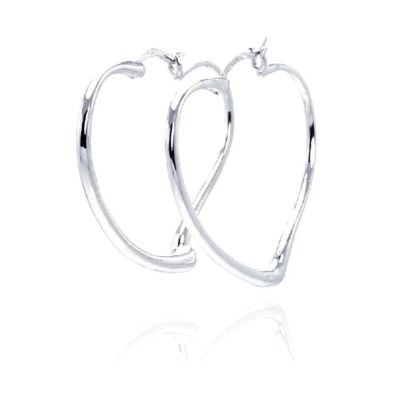 ladies earrings chic amethyst-Silver 925 Rhodium Plated Heart Hoop Earrings - STE00585