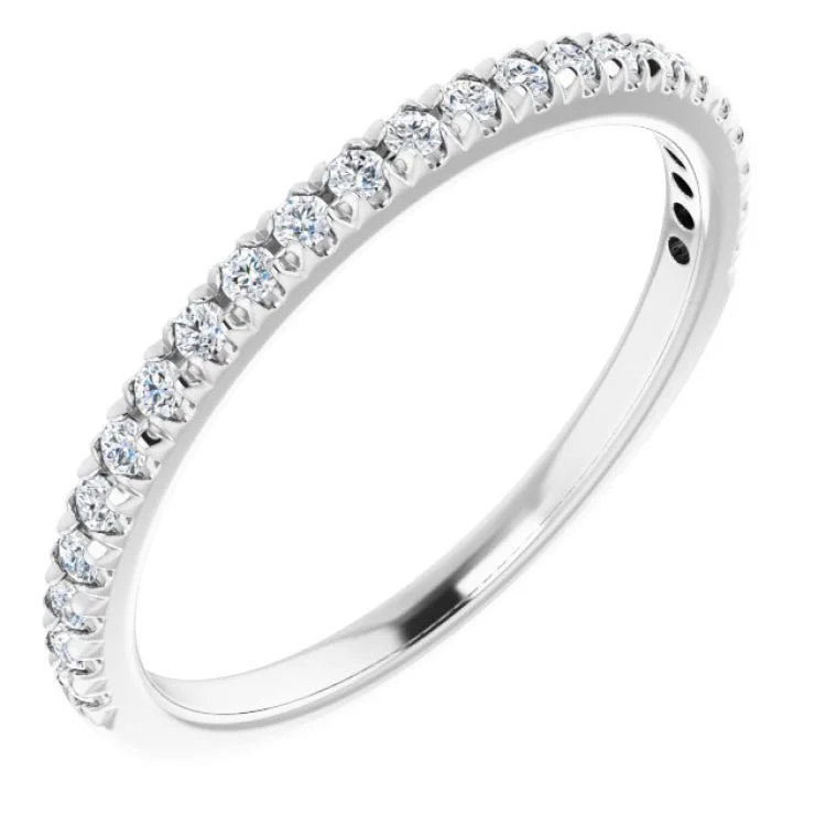 ladies ring sculpted pearl-14K White 1/4 CTW Lab-Grown Diamond Anniversary Band