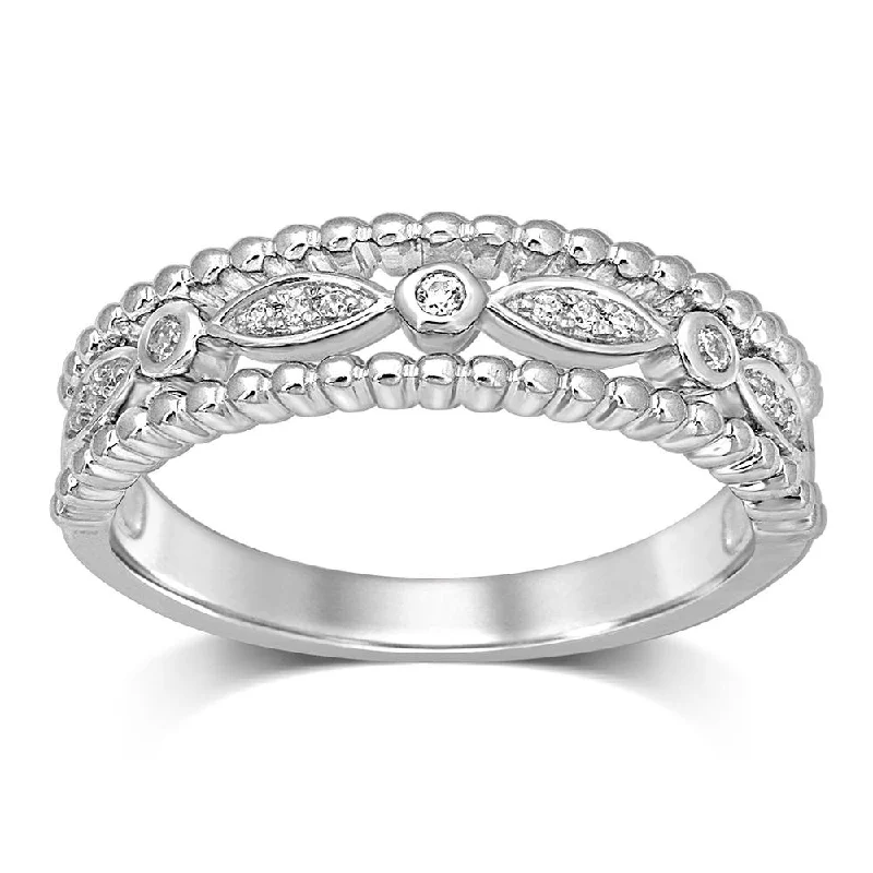 ladies ring sculpted silver-14K White Gold 1/20 CTW Diamond Band