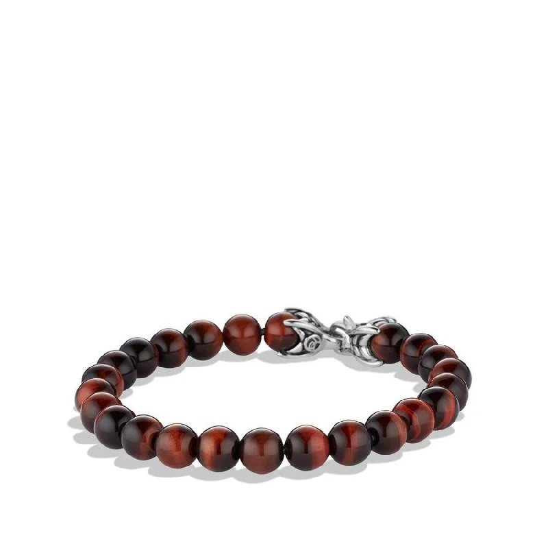 Ladies bracelets heavy duty designs-David Yurman Gents Spiritual Beads Bracelet with Red Tiger's Eye