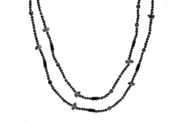 Ladies necklaces moon phase designs-Black Pearl & Agate Necklace