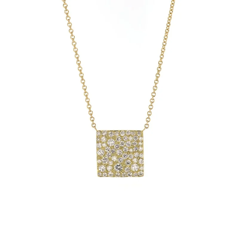 Ladies necklaces tapered chain necklaces-1.39 ctw Diamond Square Necklace