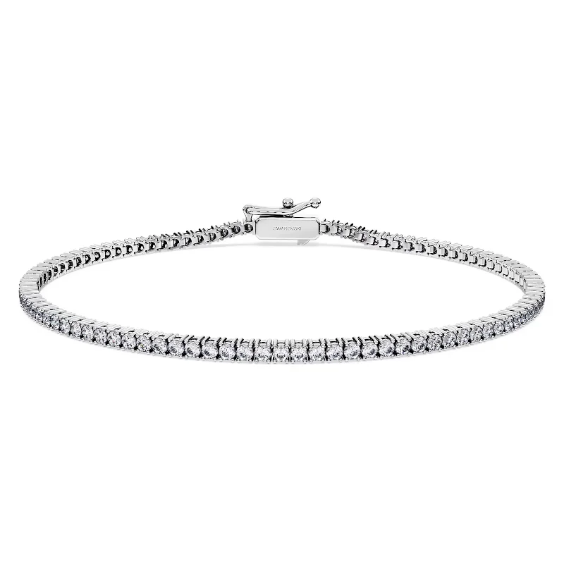 Ladies bracelets leather wrap designs-Swarovski Diamond Eternity Tennis Bracelet 14K White Gold 1.50 Carats tw