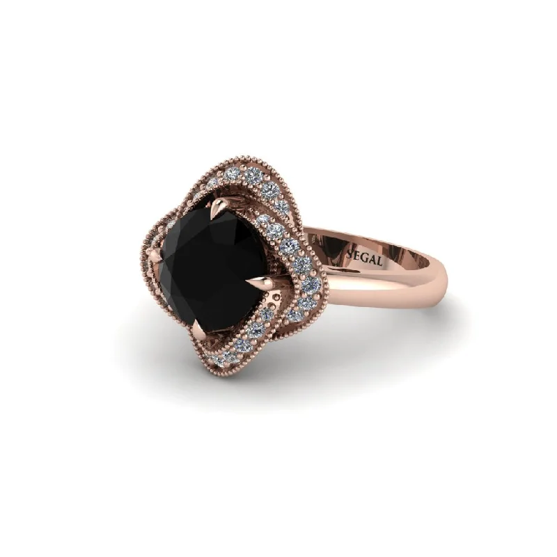 ladies engagement ring high-end artisan-Black Diamond Floral Infinity Engagement Ring - Brinley No. 8