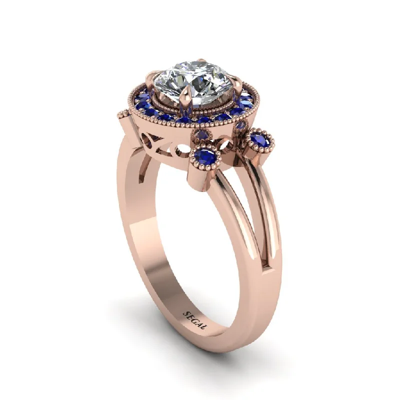 ladies engagement ring shell artisan-Radiant Diamond Halo Gold Engagement Ring - Madilyn No. 62