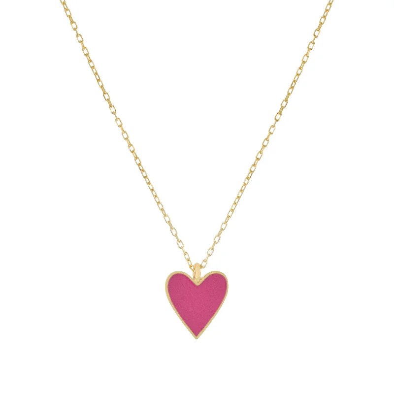 Ladies necklaces versatile wear designs-Pink Enamel Heart Necklace