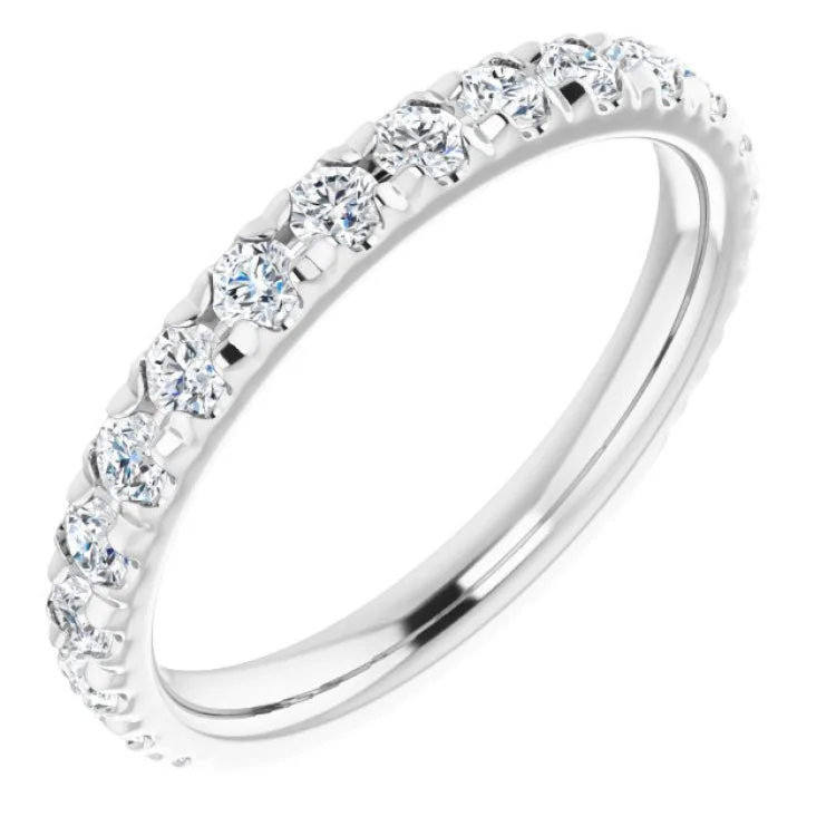 ladies ring trendy marquise cut-14K White 3/4 CTW Natural Diamond French-Set Anniversary Band