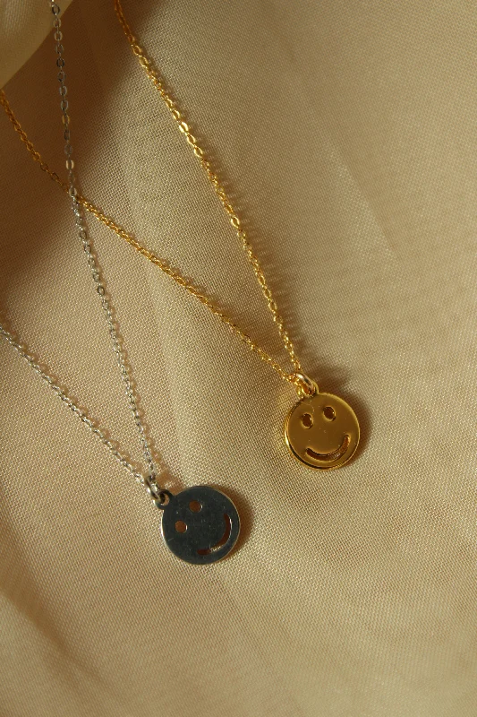 Ladies necklaces milestone marker pieces-Mini Happy Face Necklace