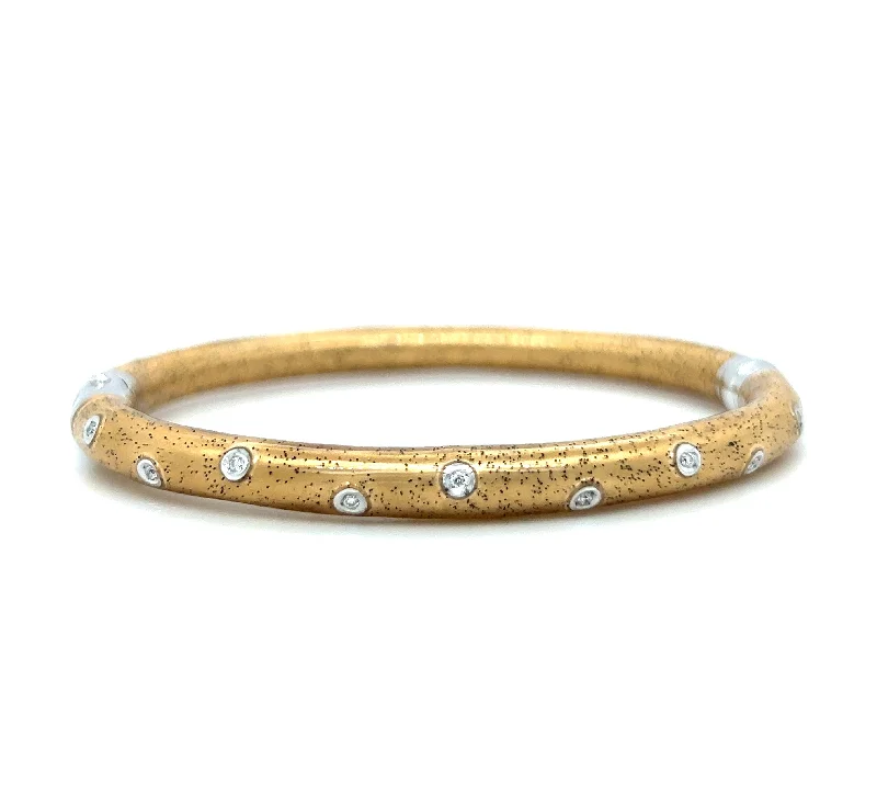 Ladies bracelets rococo elegance bracelets-Sterling Silver, Gold Enameled, & Diamond Bangle Bracelet by SOHO