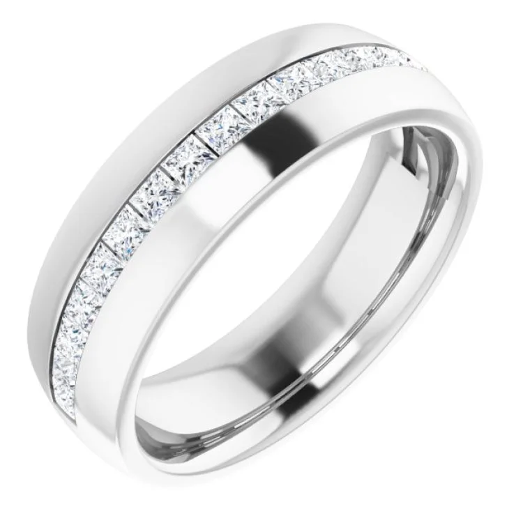 ladies ring slim oval cut-14K White 1 CTW Natural Diamond Band