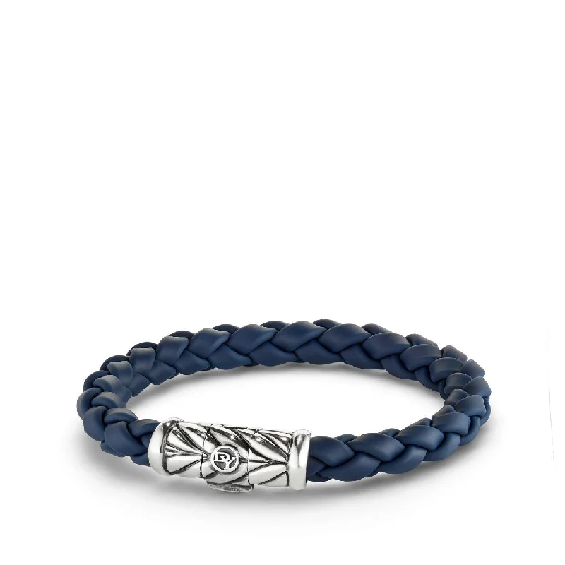 Ladies bracelets tight fit cuffs-David Yurman Chevron Rubber Weave Bracelet in Blue