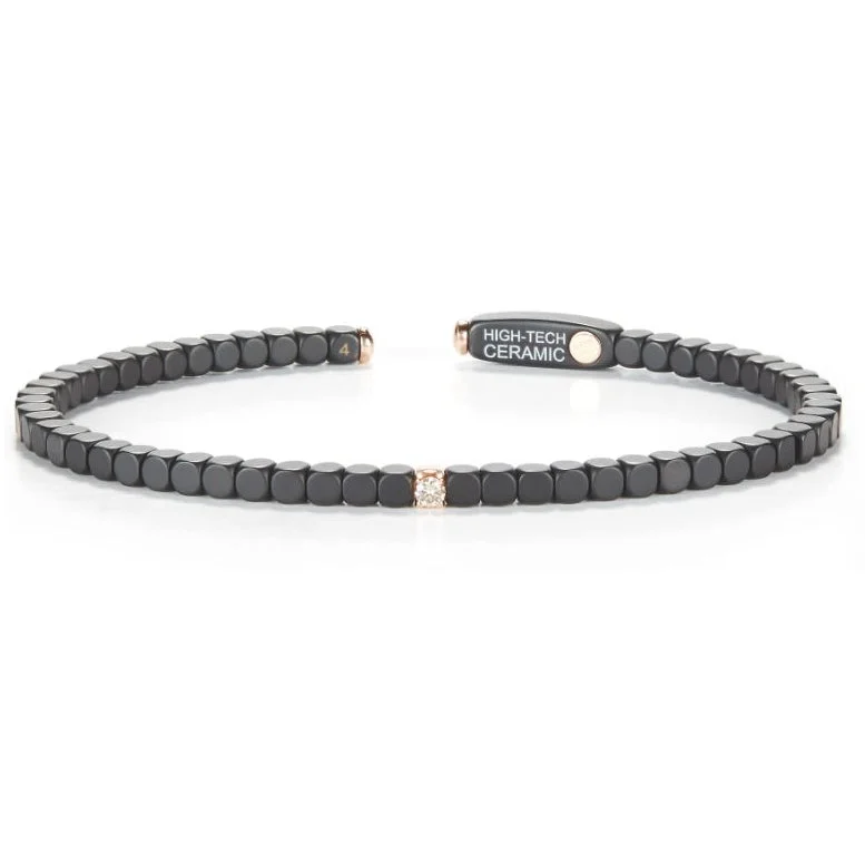 Ladies bracelets timeless wedding styles-Roberto Demeglio Dado 18K Rose Gold Ceramic Champagne Diamond Bracelet