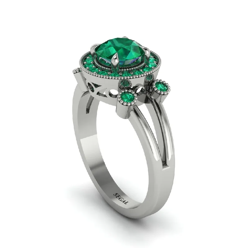 ladies engagement ring affordable radiant cut-Radiant Emerald Halo Gold Engagement Ring - Madilyn No. 21