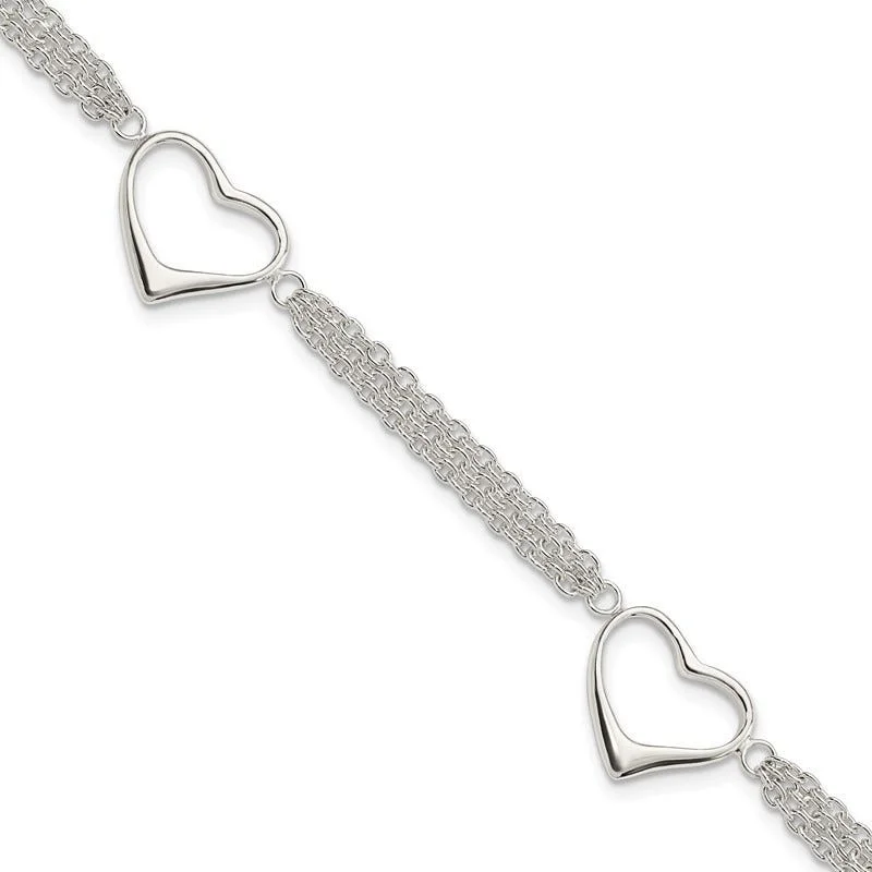 Ladies bracelets autumn tone styles-Sterling Silver Heart Bracelet