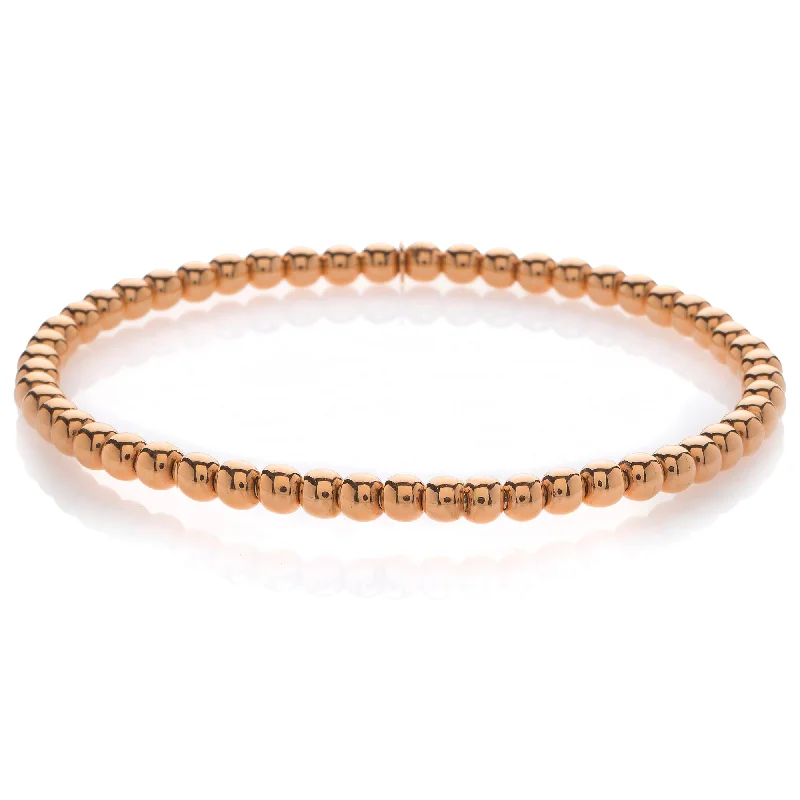 Ladies bracelets engraved name accents-Hulchi Belluni Plain 18K Rose Gold Stretch Stackable Bracelet 20341M-R