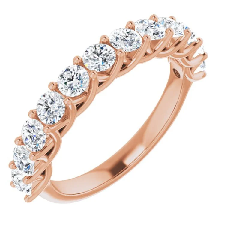 ladies ring delicate marquise cut-14K Rose 1 1/8 CTW Natural Diamond Anniversary Band