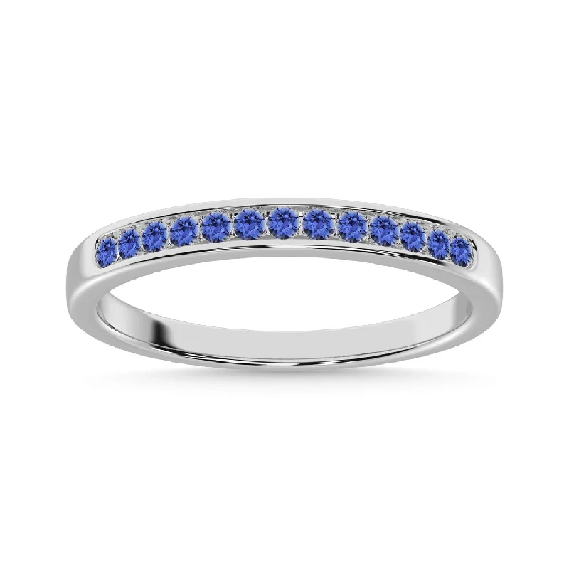 ladies ring intricate pearl-14k White Gold Tanzanite 1/4 Ct.Tw. Anniversary Band