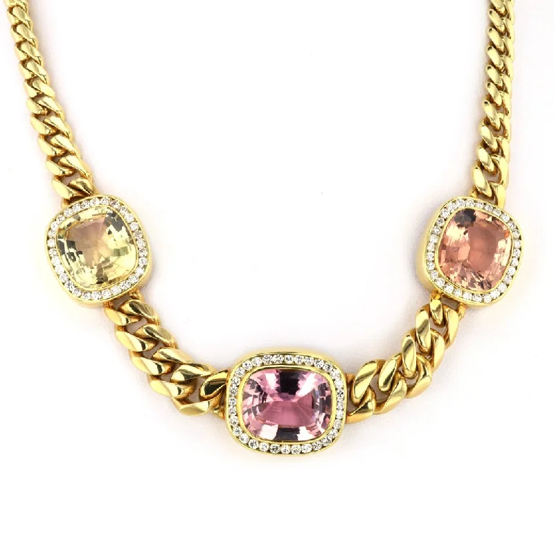 Ladies necklaces beaded accent designs-Tourmaline & Diamond Necklace