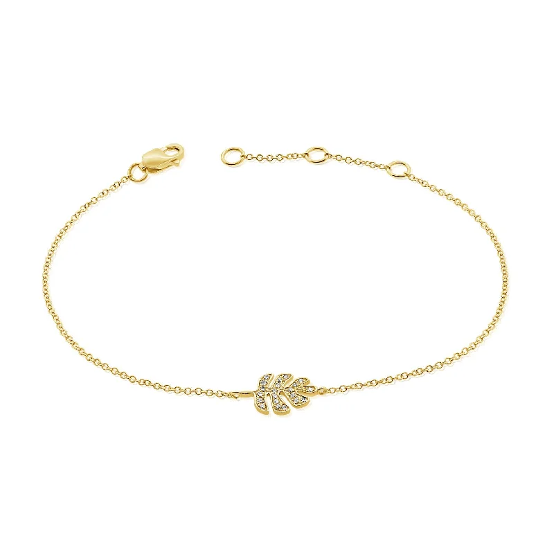 Ladies bracelets Thanksgiving gift styles-Diamond Florals Chain Bracelet in 14K Gold