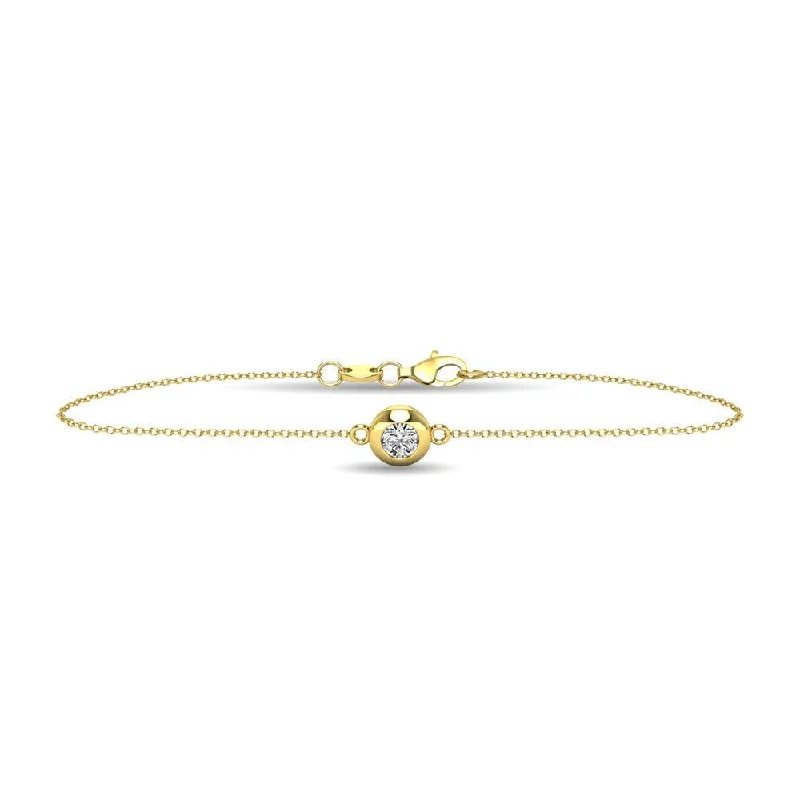 Ladies bracelets zodiac sign styles-Diamond 1/10 ct tw Bezel Set Bracelet in 10K Yellow Gold