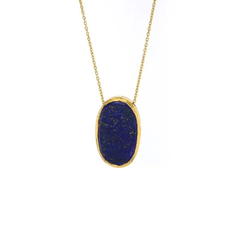 Ladies necklaces jewelry care tips-Lapis Pendant Necklace