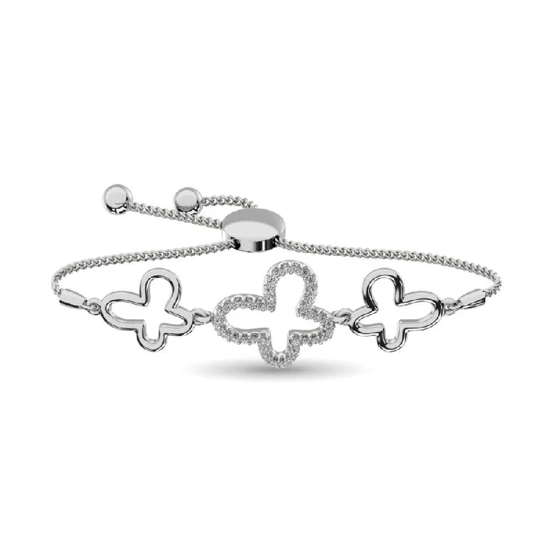 Ladies bracelets sculptural shape bracelets-Diamond 1/8 ct tw Bracelet in Sterling Silver