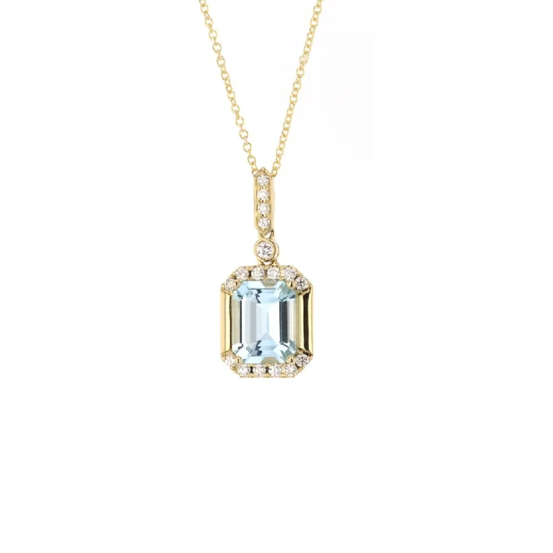 Ladies necklaces family heirloom designs-18" Aquamarine & Diamond Pendant Necklace | 10269587