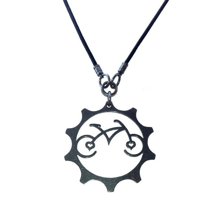 Ladies necklaces memory-inspired pieces-Stainless Steel Heart Bicycle Necklace