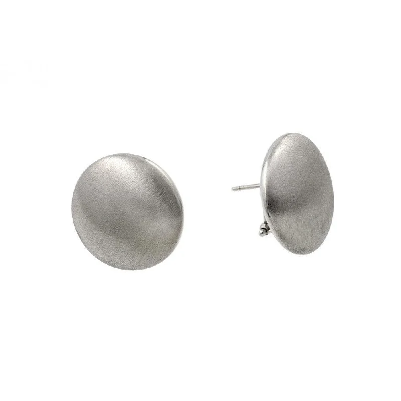 ladies earrings affordable solitaire-Silver 925 Rhodium Plated Flat Round Stud Earrings - ECE009RH