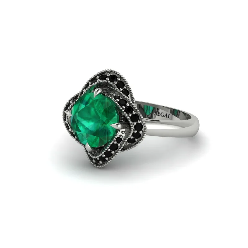 ladies engagement ring name lab-grown-Emerald Floral Infinity Engagement Ring - Brinley No. 36